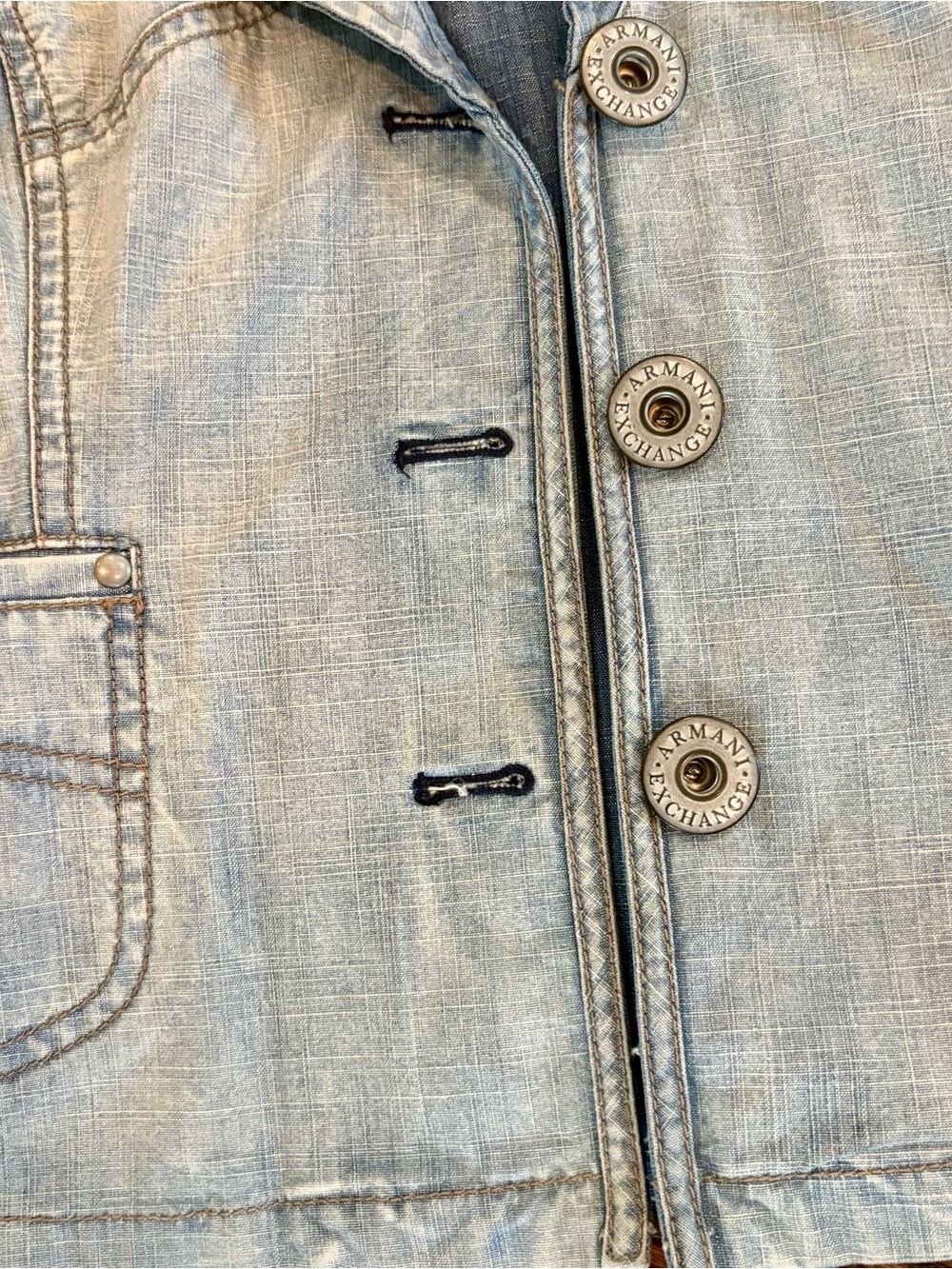 Armani Exchange Light Wash Denim Blazer Jacket - Picture 2 of 8